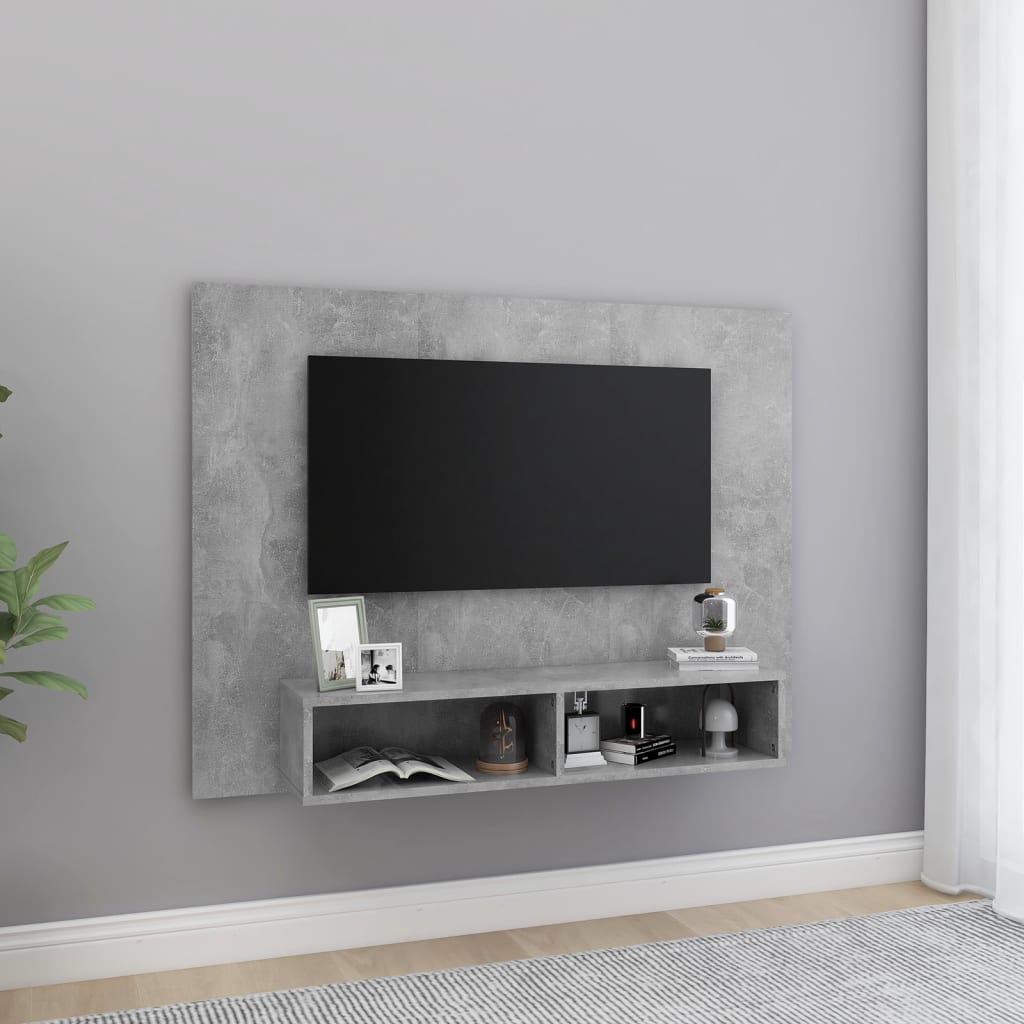 væghængt tv-skab 120x23,5x90 cm konstrueret træ grå