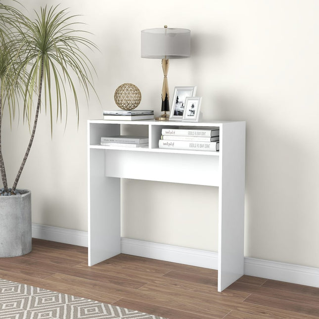 konsolbord 78x30x80 cm konstrueret træ hvid