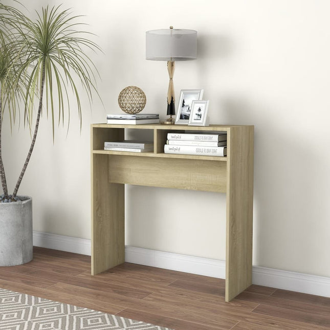 konsolbord 78x30x80 cm konstrueret træ sonoma-eg