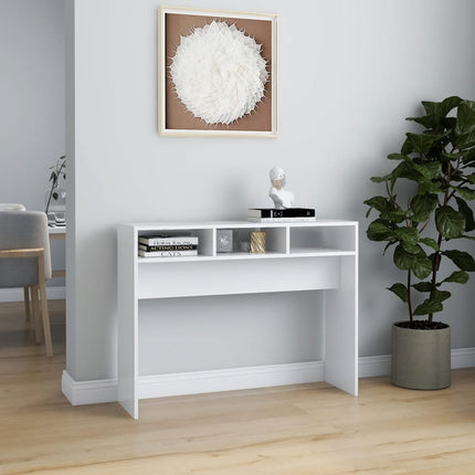 konsolbord 105x30x80 cm konstrueret træ hvid