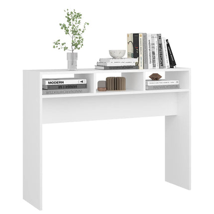 konsolbord 105x30x80 cm konstrueret træ hvid
