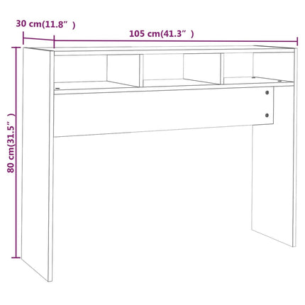 konsolbord 105x30x80 cm konstrueret træ hvid