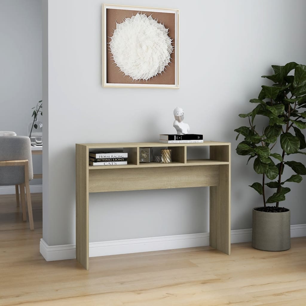 konsolbord 105x30x80 cm konstrueret træ sonoma-eg