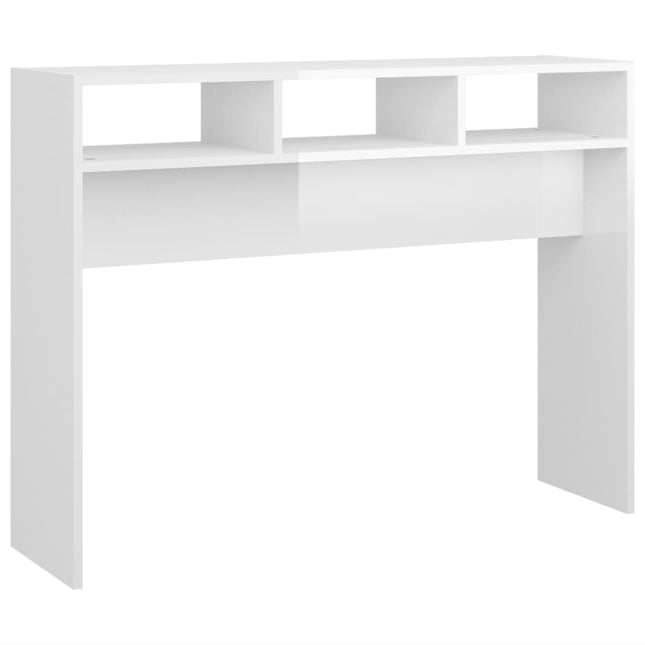 konsolbord 105x30x80 cm konstrueret træ hvid højglans