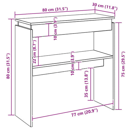 konsolbord 80x30x80 cm konstrueret træ sonoma-eg