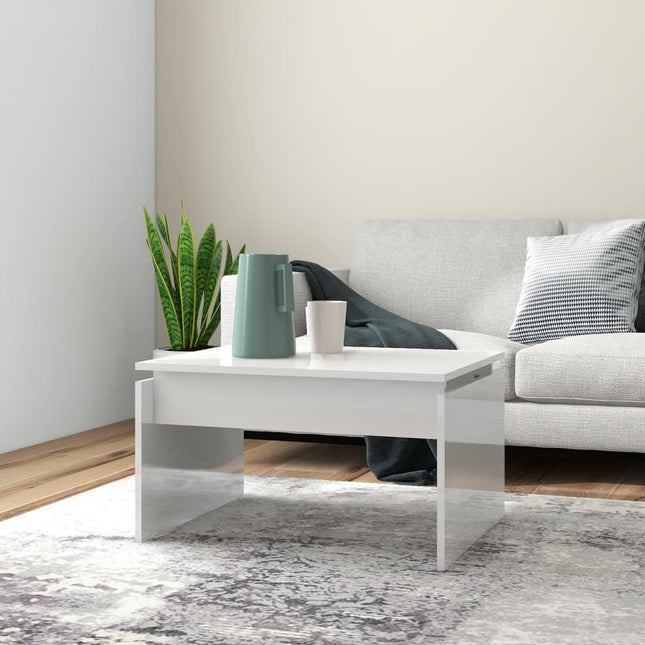 sofabord 68x50x38 cm konstrueret træ hvid højglans