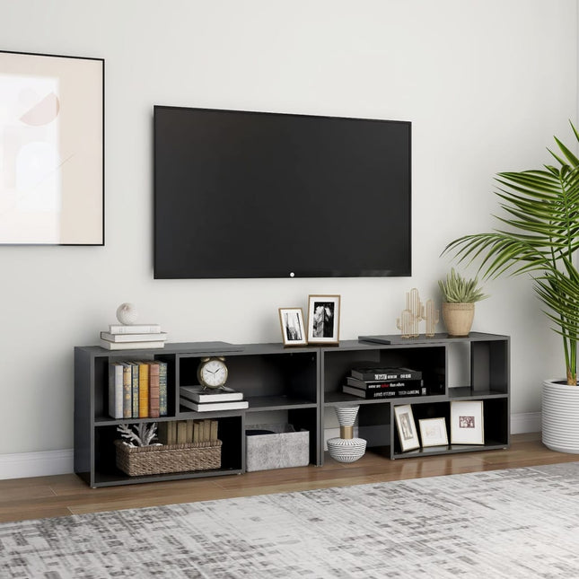 tv-skab 149x30x52 cm konstrueret træ grå højglans