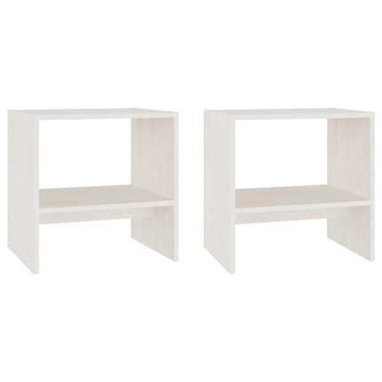 sengeskabe 2 stk. 40x30,5x40 cm massivt fyrretræ hvid