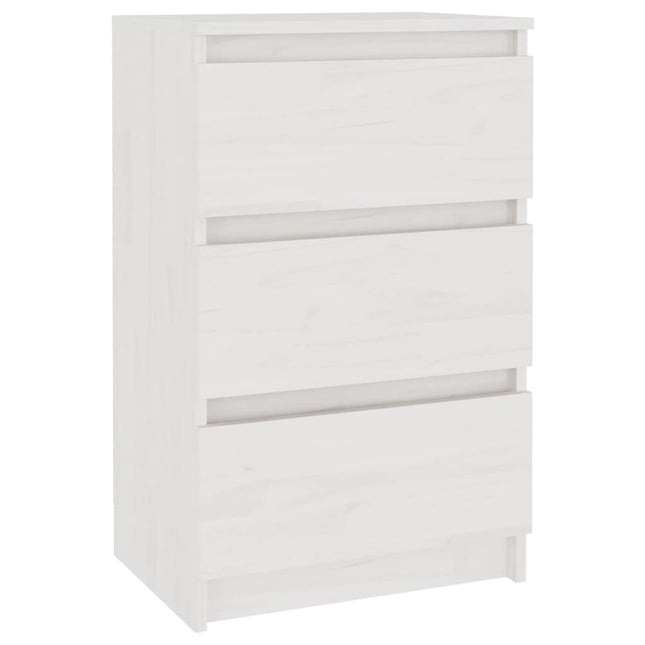 sengebord 40x29,5x64 cm massivt fyrretræ hvid