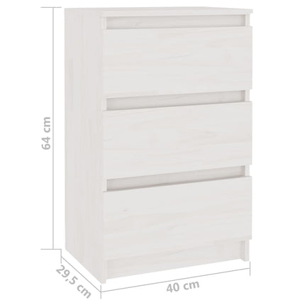 sengebord 40x29,5x64 cm massivt fyrretræ hvid