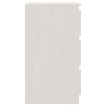 sengebord 60x36x64 cm massivt fyrretræ hvid