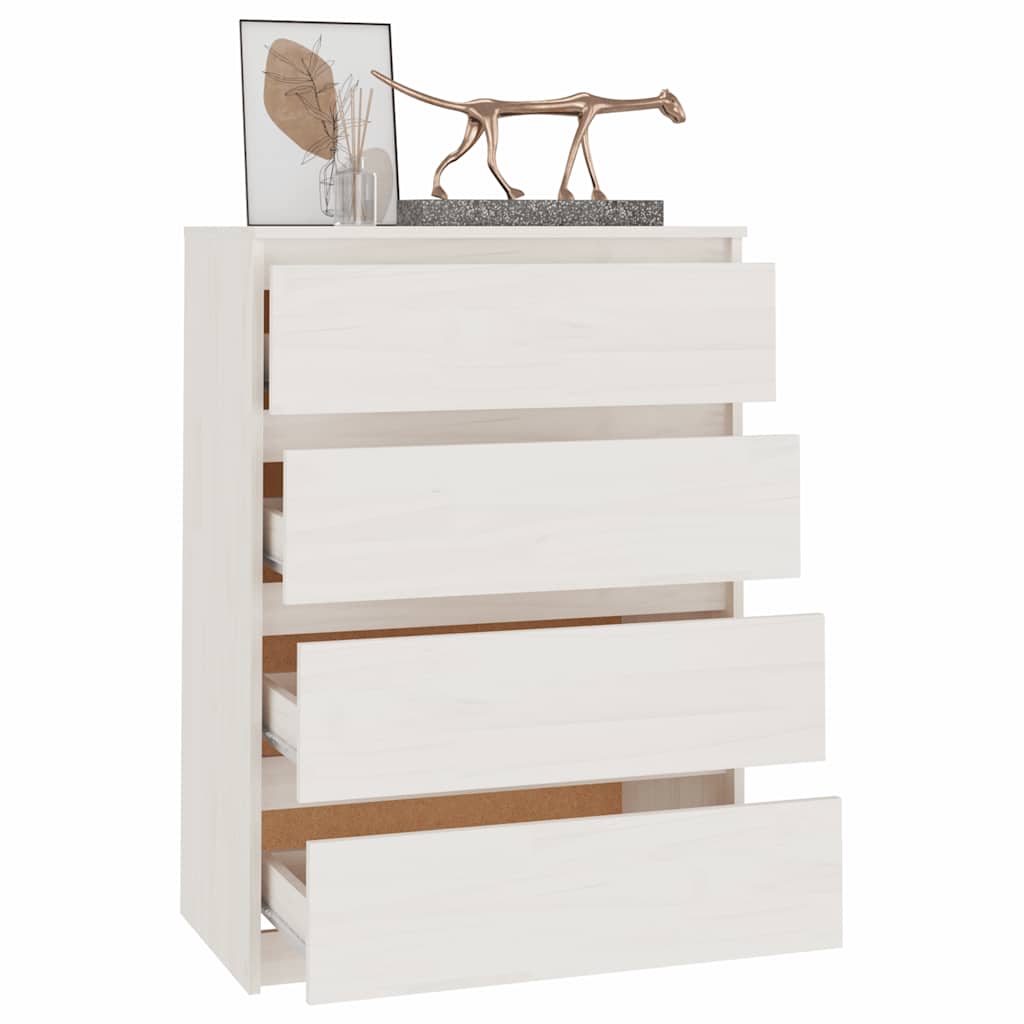 kommode 60x36x84 cm massivt fyrretræ hvid