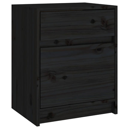 sengeskabe 2 stk. 40x31x50 cm massivt fyrretræ sort