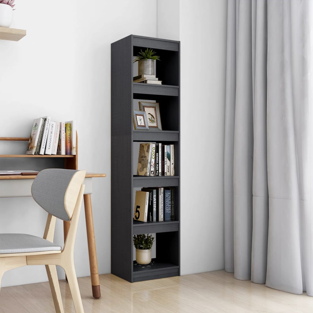 Bogreol 40X30X71,5 Cm Massivt Fyrretræ Grå - 40 cm / 167.5 cm