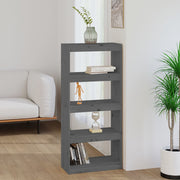bogreol/rumdeler 60x30x135,5 cm massivt fyrretræ grå