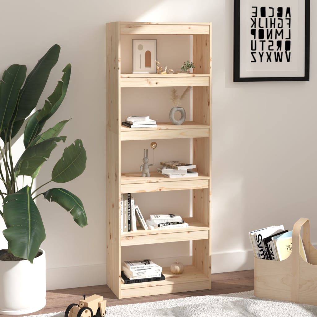 bogreol/rumdeler 60x30x167,5 cm massivt fyrretræ