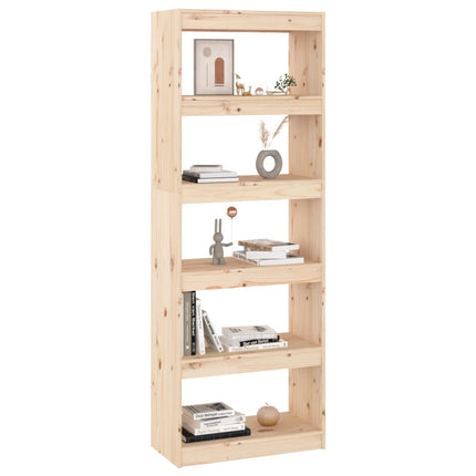 bogreol/rumdeler 60x30x167,5 cm massivt fyrretræ