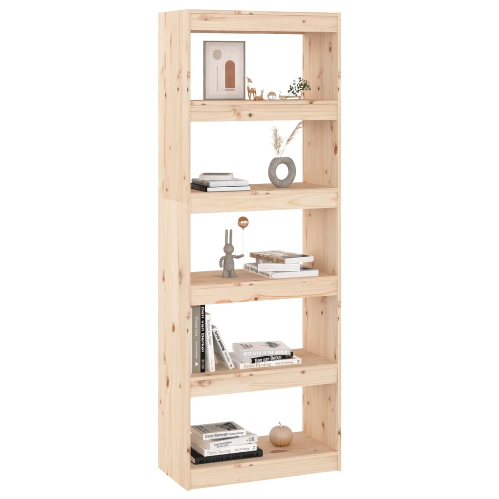 bogreol/rumdeler 60x30x167,5 cm massivt fyrretræ