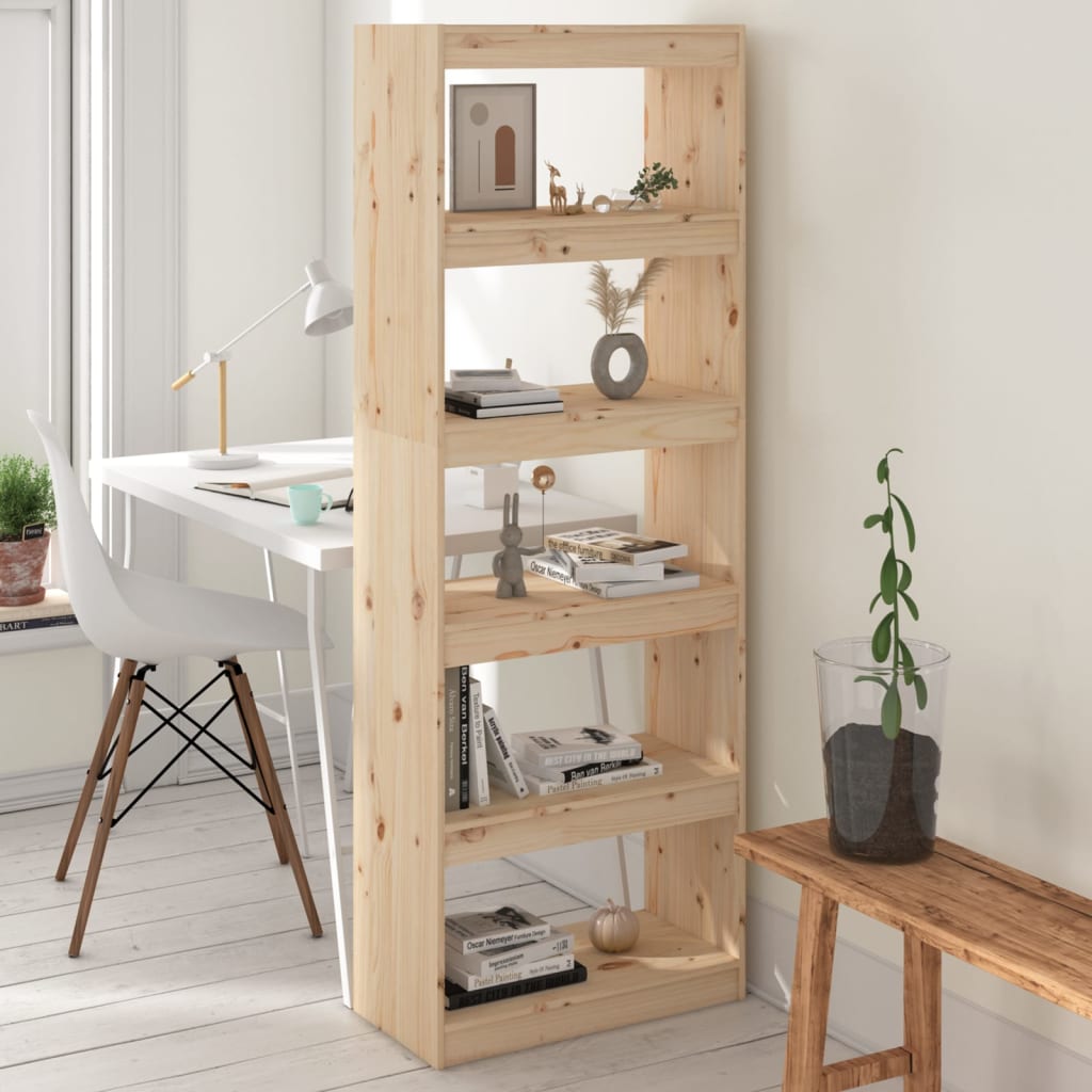 bogreol/rumdeler 60x30x167,5 cm massivt fyrretræ