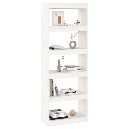bogreol/rumdeler 60x30x167,5 cm massivt fyrretræ hvid
