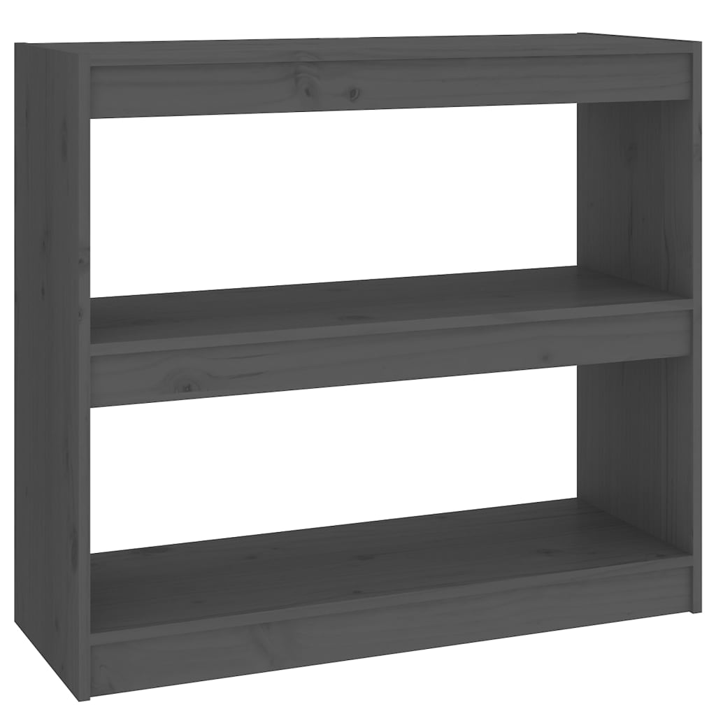 bogreol/rumdeler 80x30x71,5 cm massivt fyrretræ grå