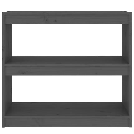 bogreol/rumdeler 80x30x71,5 cm massivt fyrretræ grå