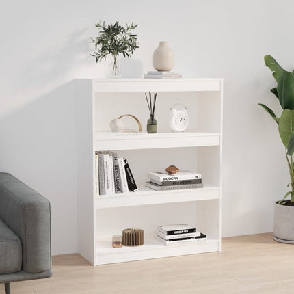 bogskab/rumdeler 80x30x103,5 cm massivt fyrretræ hvid