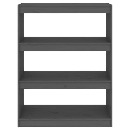 bogreol/rumdeler 80x30x103,5 cm massivt fyrretræ grå