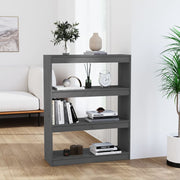 bogreol/rumdeler 80x30x103,5 cm massivt fyrretræ grå