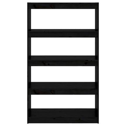 bogreol/rumdeler 80x30x135,5 cm massivt fyrretræ sort