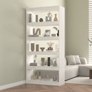 bogreol/rumdeler 80x30x167,4 cm massivt fyrretræ hvid