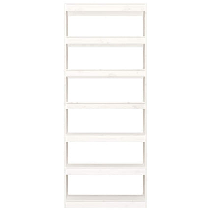 bogreol/rumdeler 80x30x199,5 cm massivt fyrretræ hvid