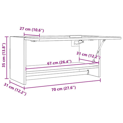 garderobe 70x32,5x35 cm konstrueret træ hvid