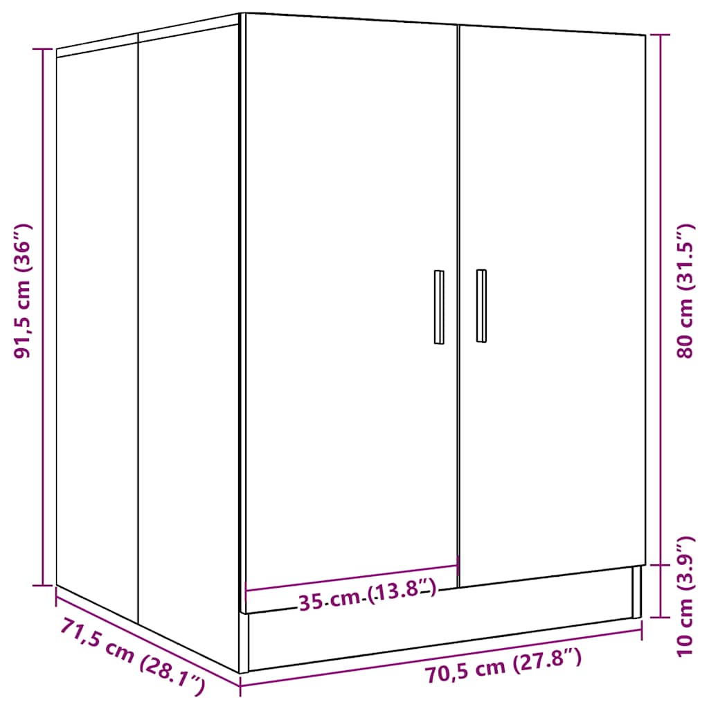 vaskemaskineskab 71x71,5x91,5 cm sort