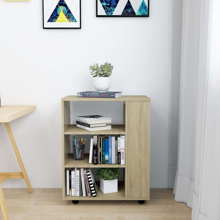 skab med hjul 60x35x75 cm konstrueret træ sonoma-eg