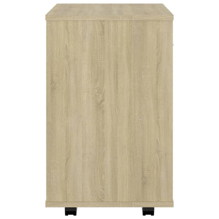 skab med hjul 46x36x59 cm konstrueret træ sonoma-eg