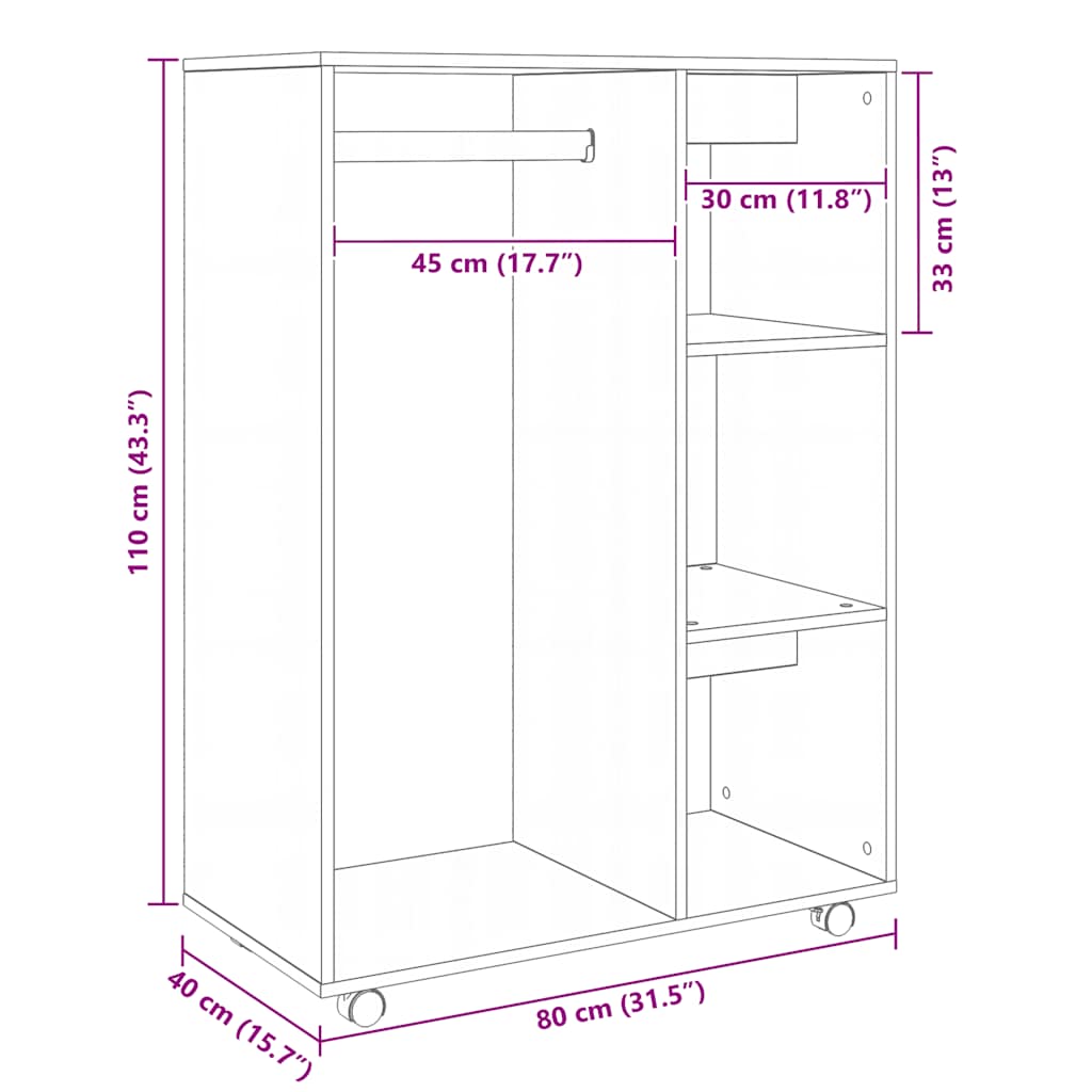klædeskab 80x40x110 cm konstrueret træ sonoma-eg