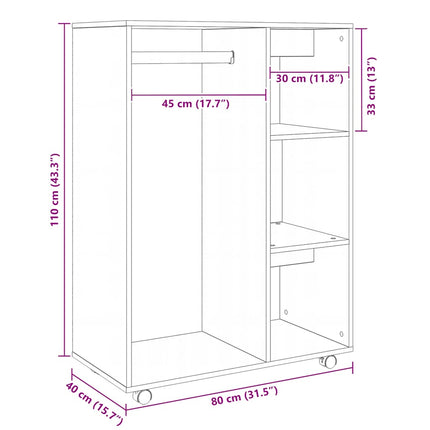 klædeskab 80x40x110 cm konstrueret træ betongrå