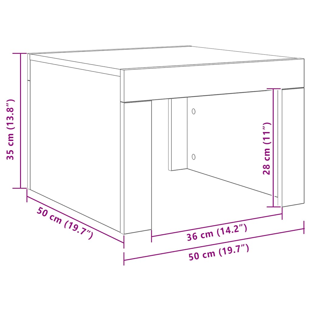sofabord 50x50x35 cm konstrueret træ betongrå