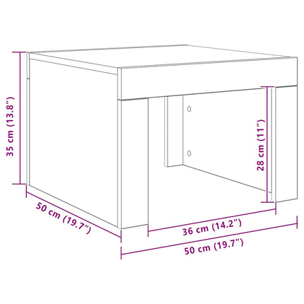 sofabord 50x50x35 cm konstrueret træ betongrå