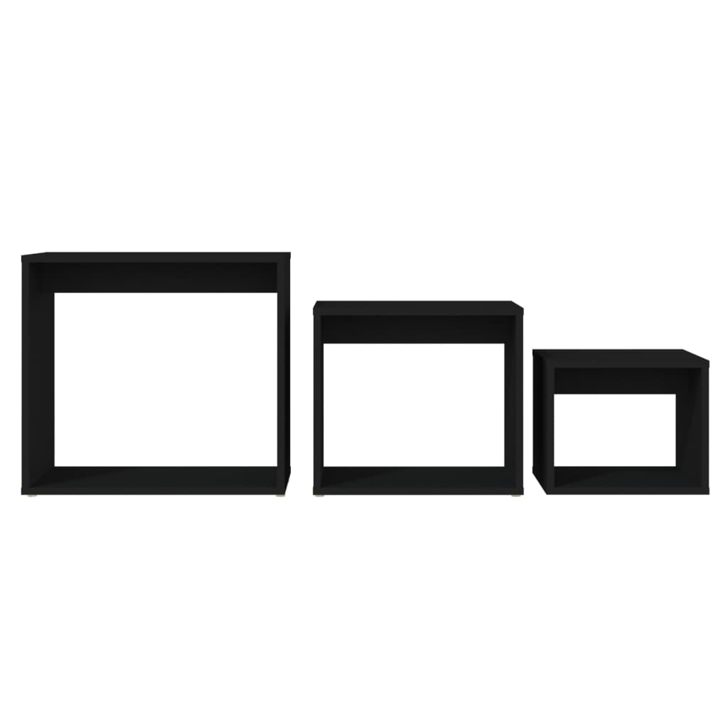 indskudsborde 3 stk. konstrueret træ sort