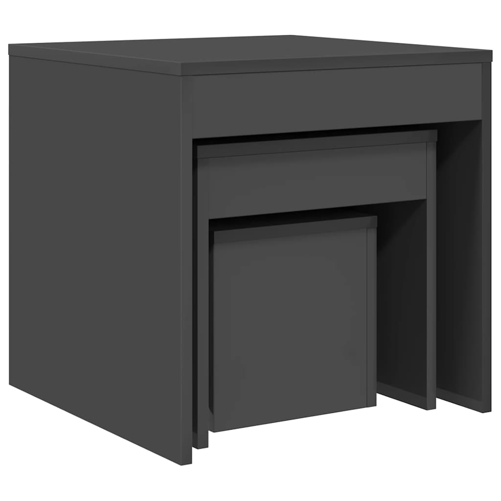 indskudsborde 3 stk. konstrueret træ grå højglans