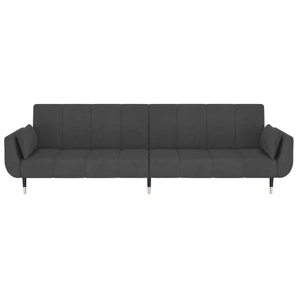 2-personers sovesofa med 2 puder fløjl mørkegrå