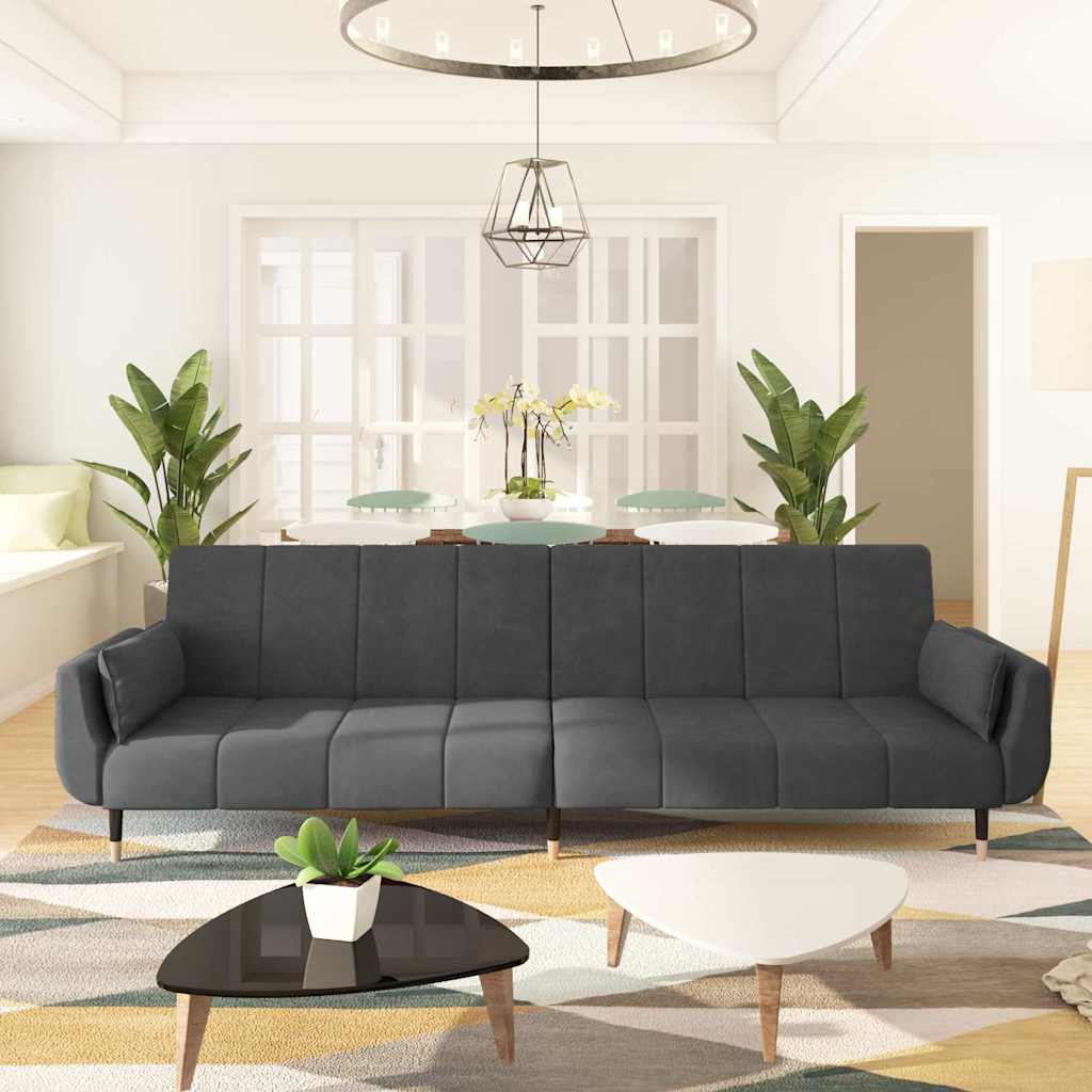 2-personers sovesofa med 2 puder fljl mrkegr