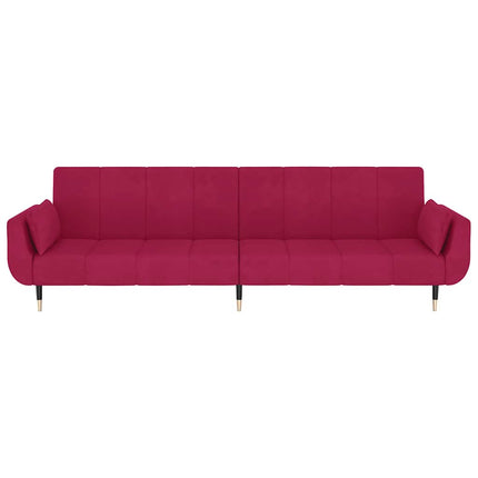 2-personers sovesofa med 2 puder fløjl vinrød