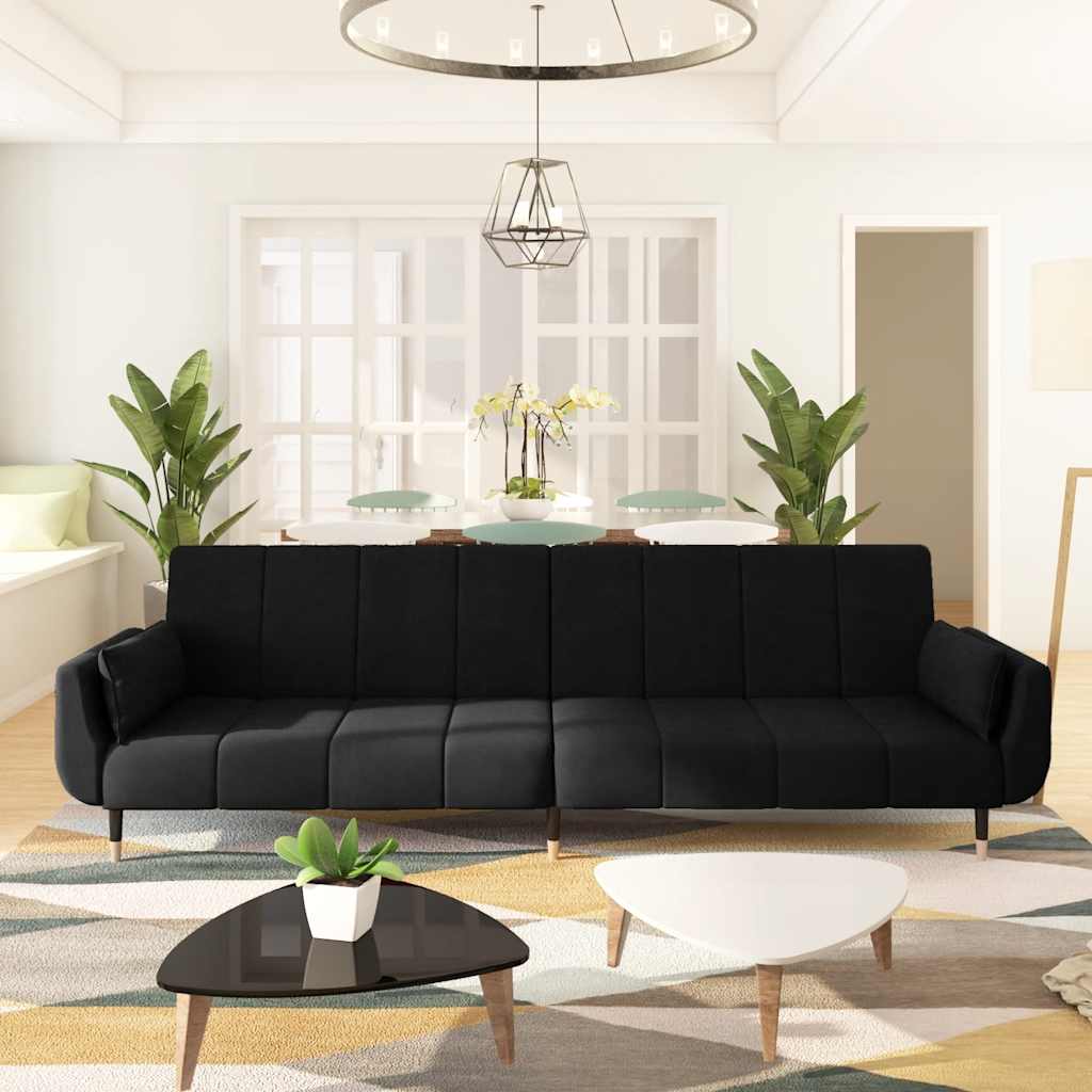 2-personers sovesofa med 2 puder fljl sort
