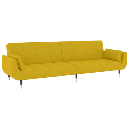 2-personers sovesofa med 2 puder fløjl gul