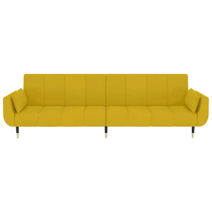 2-personers sovesofa med 2 puder fløjl gul