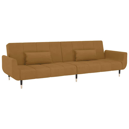 2-personers sovesofa med 2 puder fløjl brun