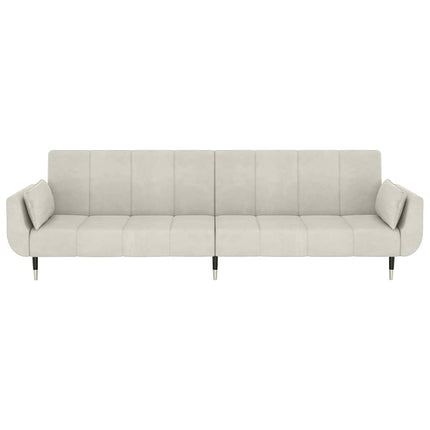 2-personers sovesofa med 2 puder fløjl cremefarvet